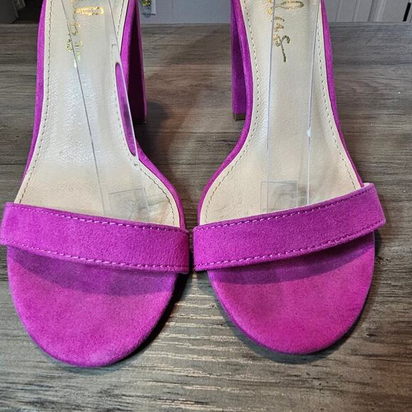 Lulus Heels Women Size 5.5 Fuchsia Pink Chunky Strappy Party Open Toe Glam Party - Picture 3 of 7